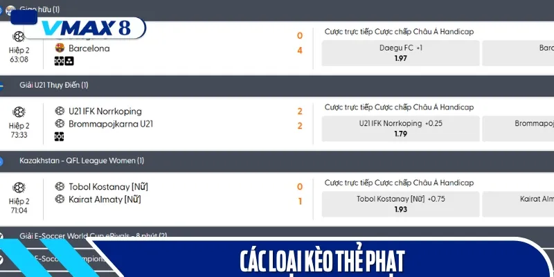 các loại kèo thẻ phạt