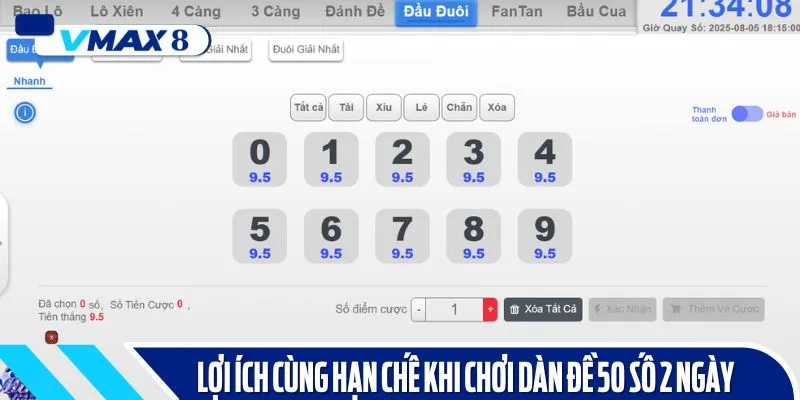 dàn đề 50 số 2 ngày ưu nhược